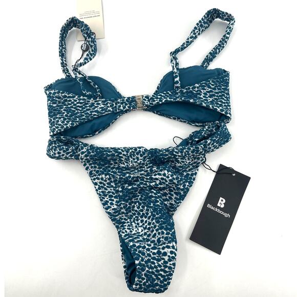 Blackbough Snow Leopard Jacquard Giana Ruched Cheeky Bikini  SET Size S - Picture 7 of 11